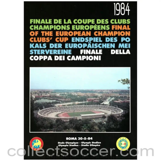 1984 European Cup Final Liverpool V Roma Official Programme Very Rare Black Edition