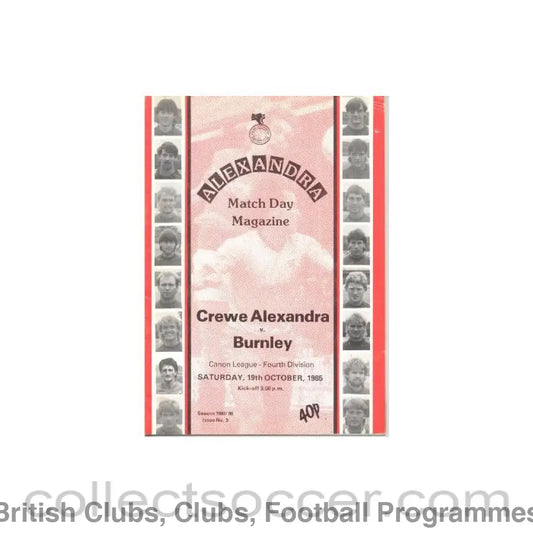 1985 - Crewe Alexandra v Burnley official programme 19/10/1985