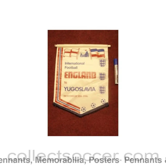 1986 - England v Yugoslavia pennant 12/11/1986