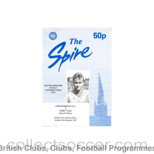 1987 - Chesterfield v Port Vale official programme 12/09/1987 Football League