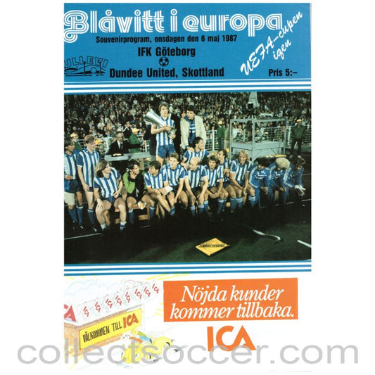 1997 - 1987 UEFA Cup Final Official Programme Gothenburg v Dundee United 1st Leg
