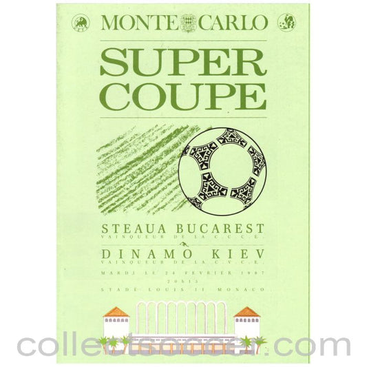 1986 Super Cup Final Steaua Bucarest v Dinamo Kiev Official Football Programme