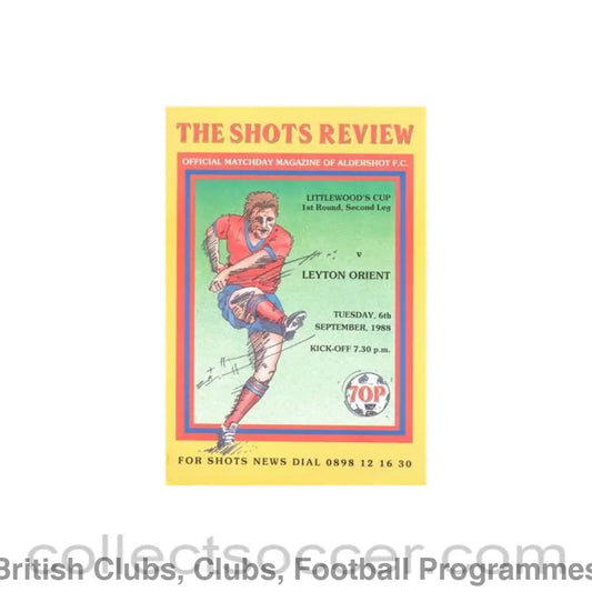 1988 - Aldershot Town v Leyton Orient official programme 06/09/1988 Littlewoods Cup