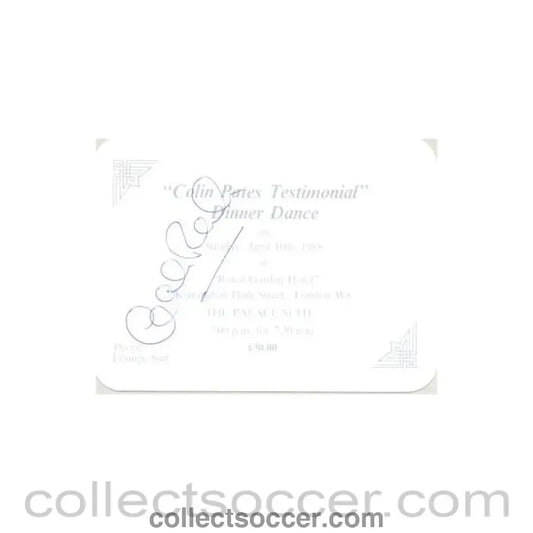 1988 - Chelsea Colin Pates testimonial dinner dance 10/04/1988 signed by Colin Pates pass