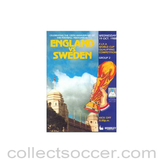 1988 England v Sweden Programme 19/10/1988