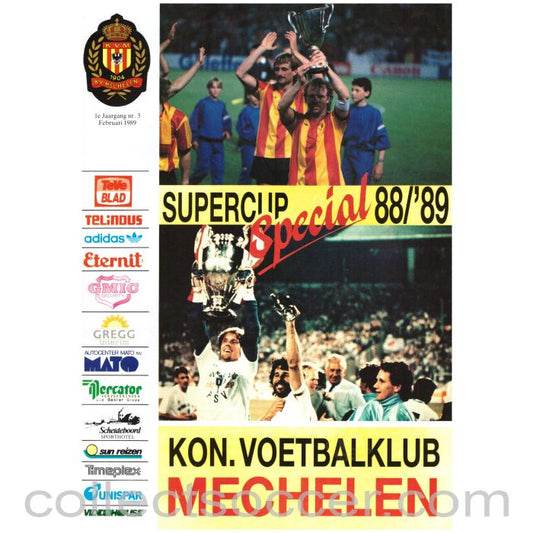 1988 Super Cup Official Programme 1st Leg Mechelen v PSV