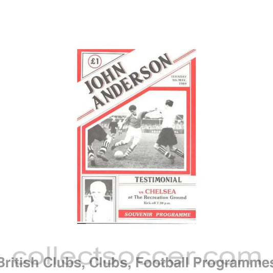 1989 - Aldershot v Chelsea official programme 09/05/1989 John Anderson Testimonial Match