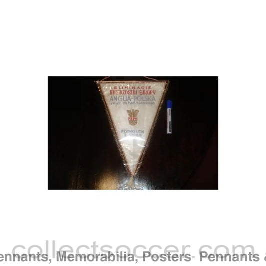 1989 - England U21 v Poland U21 at Plymouth 02/06/1989 Pennant