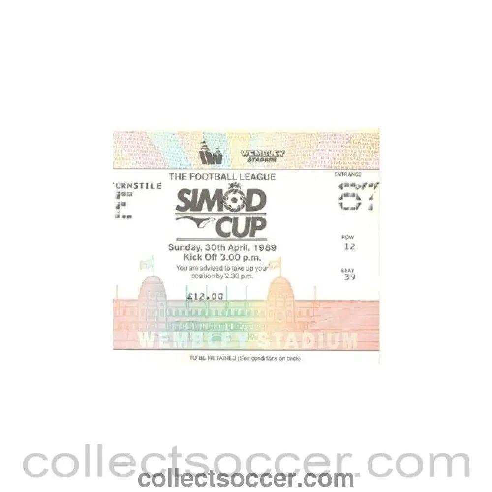 Simod 1989 Simod Cup Final ticket 30/04/1989 Everton – Collect Soccer