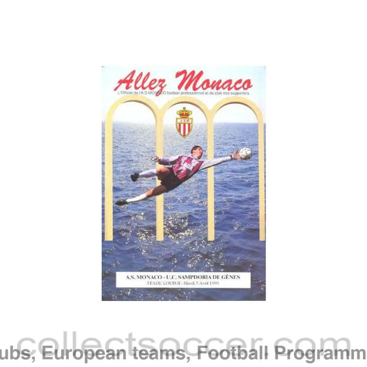 1990 Monaco v Sampdoria official programme 03/04/1990