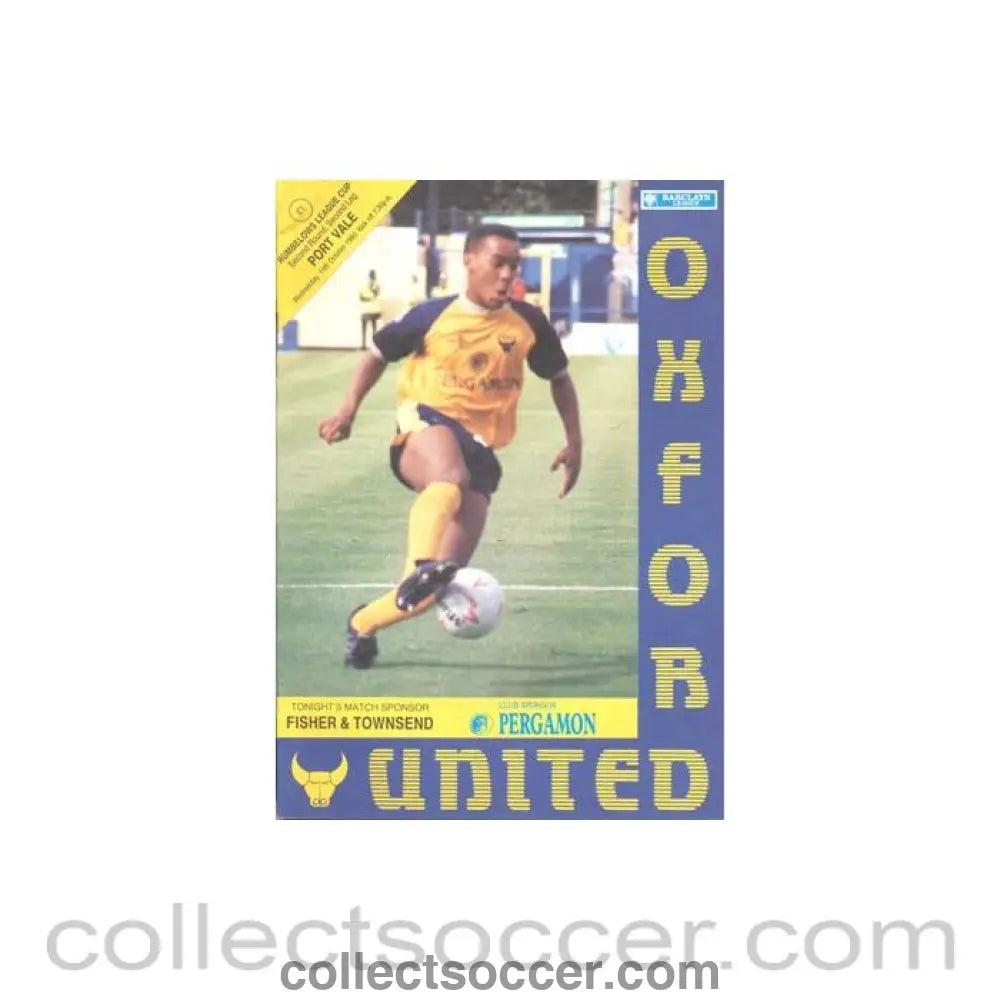 1990 - Oxford United v Port Vale official programme 10/10/1990 Rumbelows League