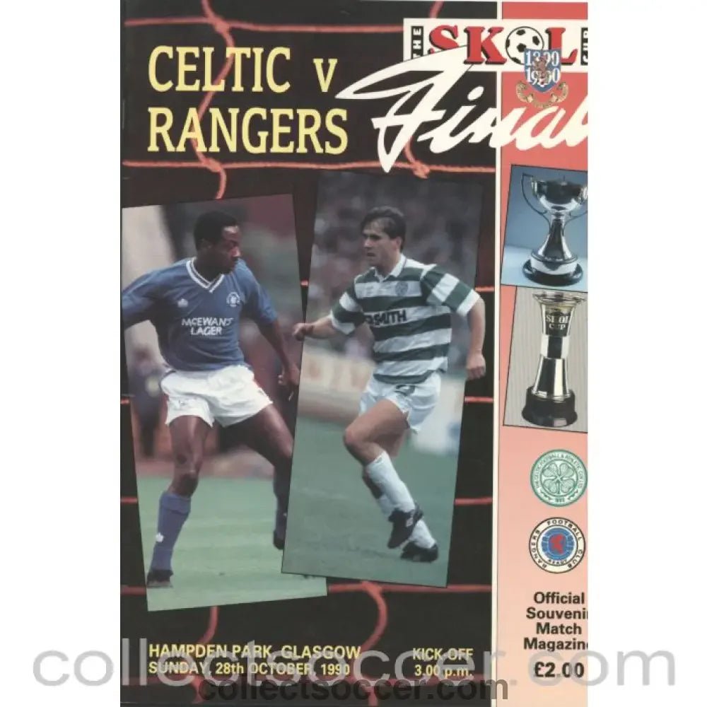1990 Scottish League Cup Final Celtic v Rangers Official Football Programme - Collect Soccer