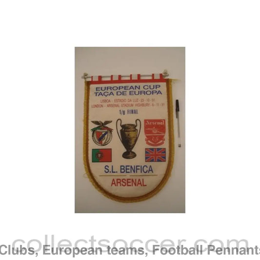 1991 - Benfica v Arsenal European Cup 1991-1992 pennant