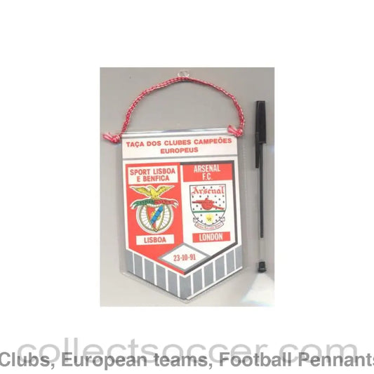 1991 - Benfica v Arsenal European Cup 23/10/1991 pennant