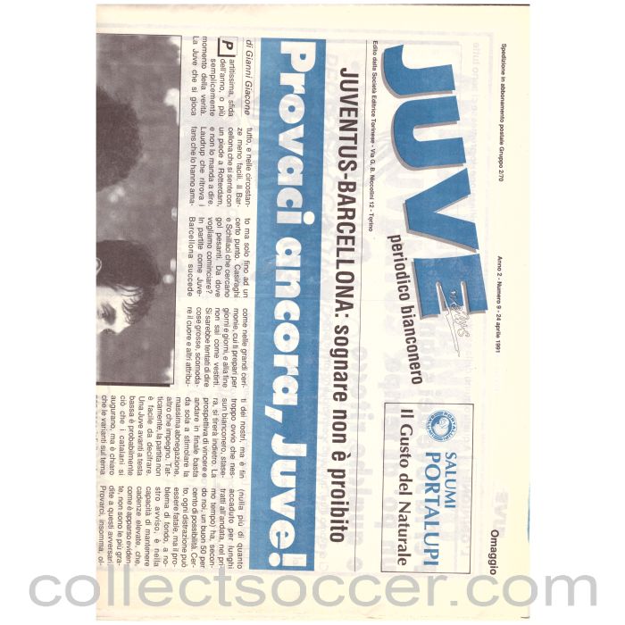 1991 Cup Winners Cup Semi Final Juventus v Barcelona Football Programme V RARE