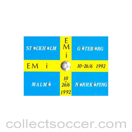 1992 - Euro 1992 in Sweden 10-26/06/1992 in Stockholm, Goteborg, Malmo and Norrkoping postcard