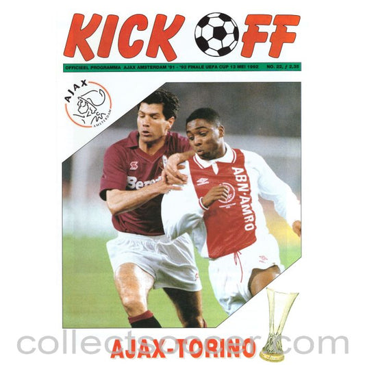 1992 UEFA Cup Final Official Programme Ajax v Torino 2nd Leg