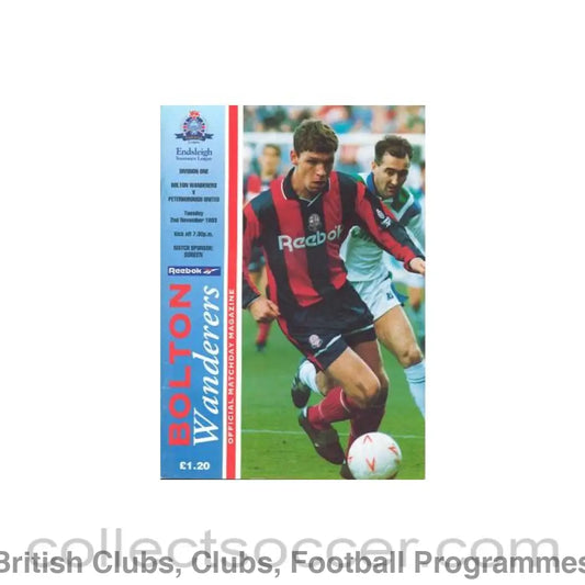 1993 - Bolton Wanderers v Peterborough United official programme 02/11/1993 Football League