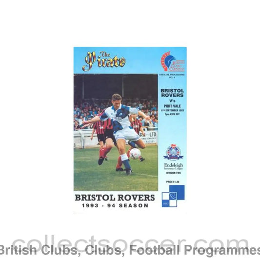 1993 - Bristol Rovers v Port Vale official programme 11/09/1993 Football League