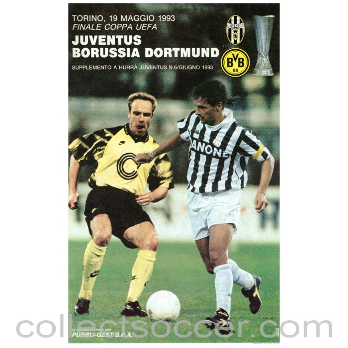 1993 UEFA Cup Final Official Programme Juventus v Borussia Dortmund 2nd Leg