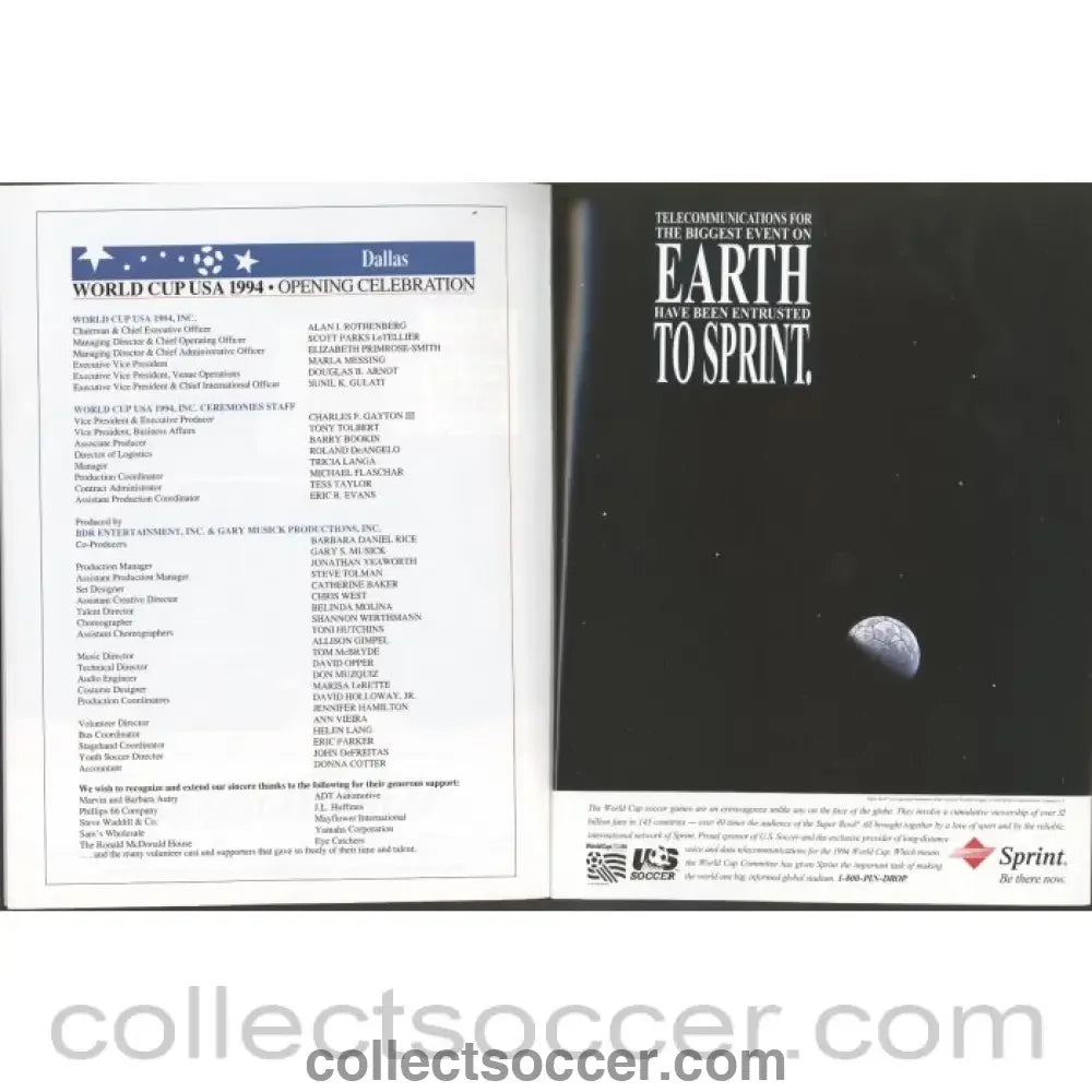 1994 World Cup Gameday Programme - Dallas USA Flag Edition - Collect Soccer