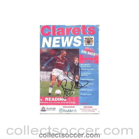 1995 - Burnley v Reading official programme 21/01/1995 League signed