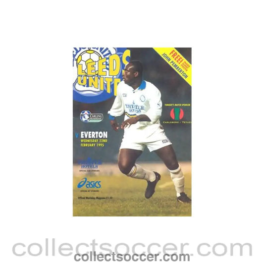 1995 - Leeds United v Everton official programme 22/02/1995 Premier League with a giant John Pemberton poster