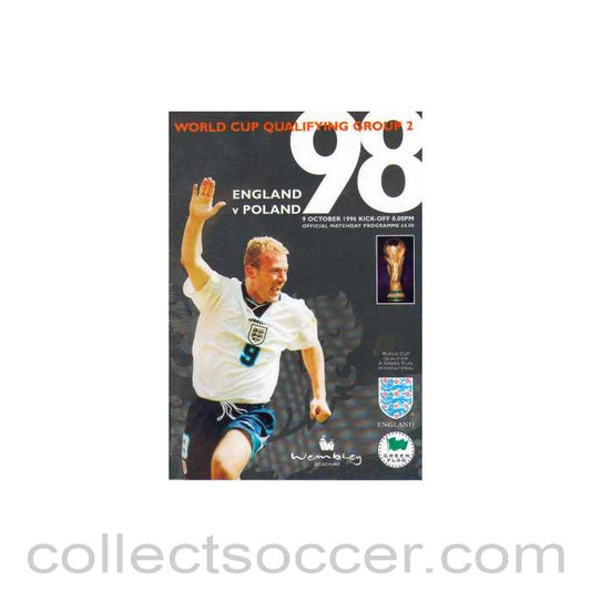 1996 England V Poland Programme 09/10/1996