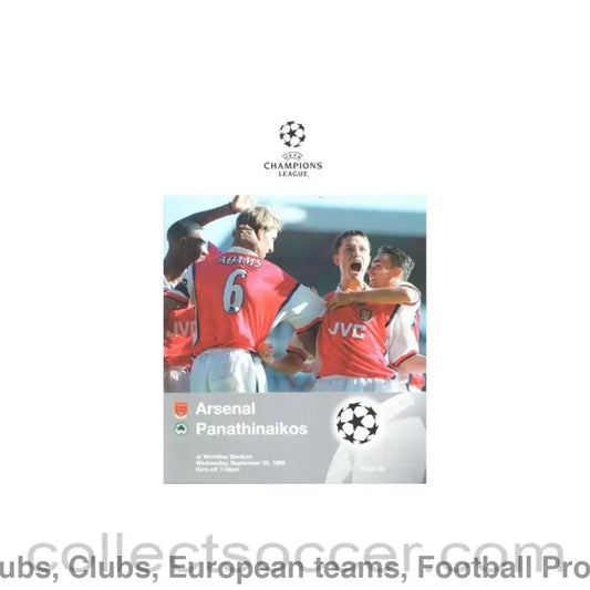1998 - Arsenal v Panathinaikos official programme 30/09/1998 Champions League