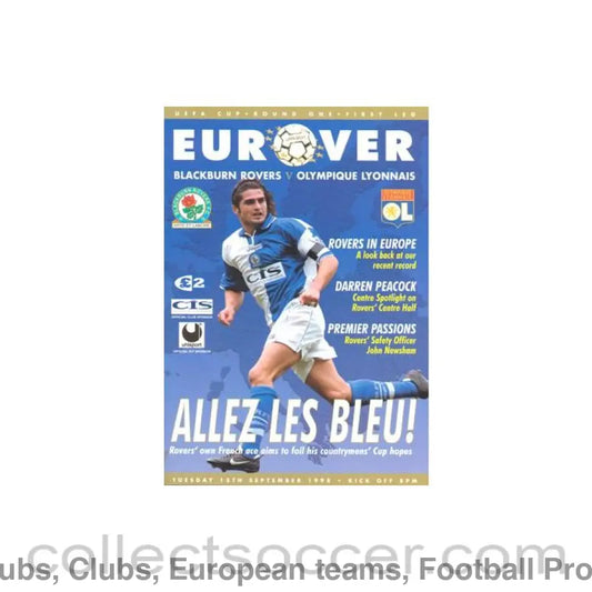 1998 - Blackburn Rovers v Olympique Lyonnais official programme 15/09/1998 UEFA Cup
