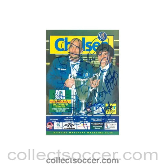 1998 - Chelsea v Helsingborgs official programme 17/09/1998 European Cup Winners Cup 1st Round fully signed!