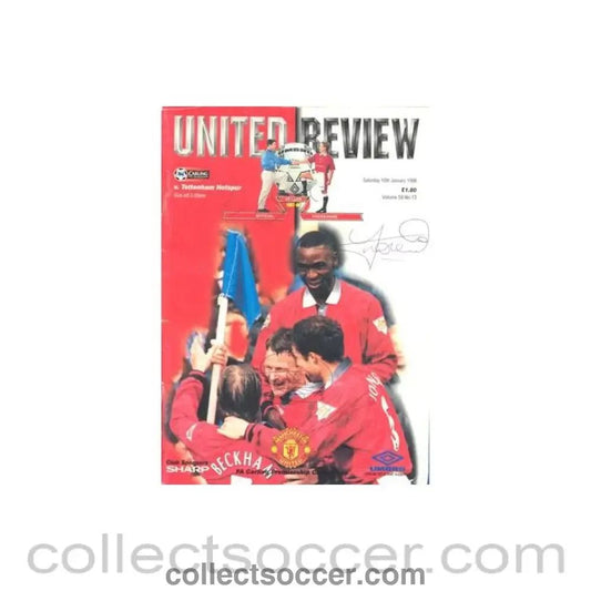 1998 - Manchester United v Tottenham Hotspur official programme 10/01/1998 Ptemier League, signed by 4 footballers - Collect Soccer