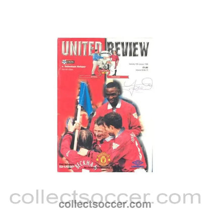 1998 - Manchester United v Tottenham Hotspur official programme 10/01/1998 Ptemier League, signed by 4 footballers - Collect Soccer
