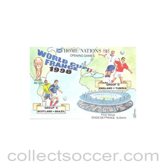 1998 World Cup in France - Group A - Scotland v Brazil & Group G - England v Tunisia postcard