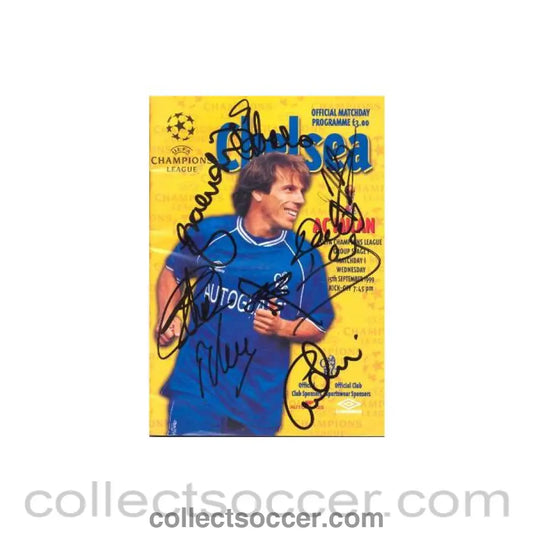 1999 - Chelsea v Milan official programme 15/09/1999 Champions League multi-signed