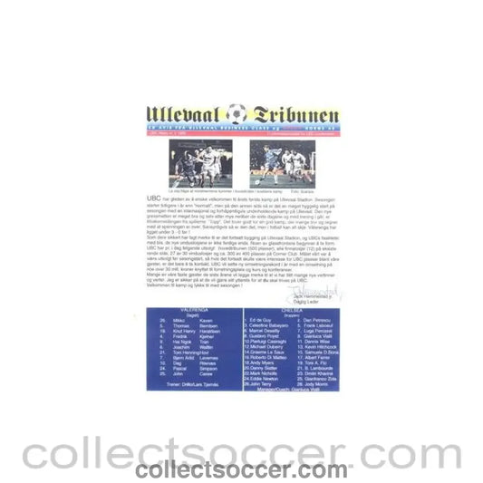 1999 - Valerenga v Chelsea press release 18/03/1999 originally signed by Jack Hemmestad