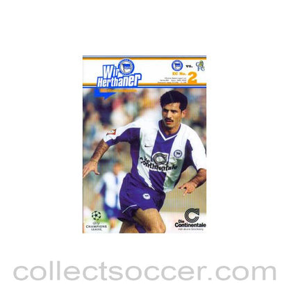 1999 - Hertha Berlin VChelsea Programme 21/09/1999 Champions League