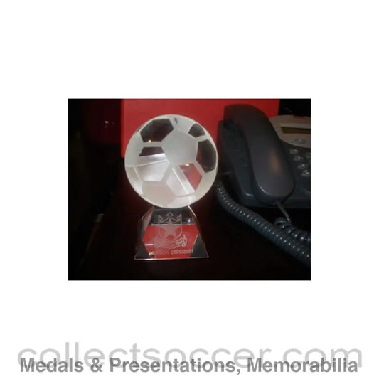 2000 - Awarded to Alan Kennedy Cup Crystal Ball signed: ’The AXA All Stars Season 2000-2001’