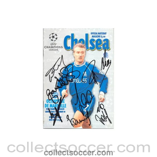 2000 - Chelsea v Olympique de Marseille official programme 08/03/2000 Champions League multi-signed