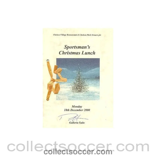 2000 - Chelsea Village Sportman’s Christmas Lunch menu 18/12/2000 signed