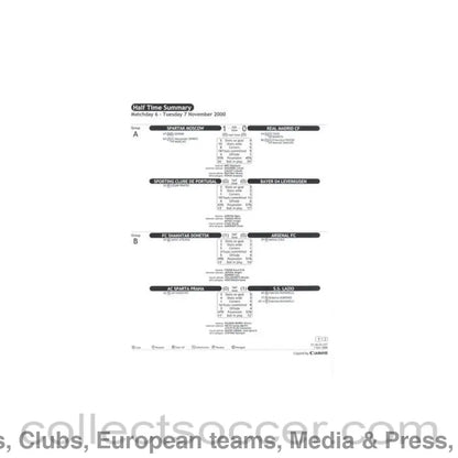2000 - Glasgow Rangers v Monaco Half Time Summary 07/11/2000 Champions League