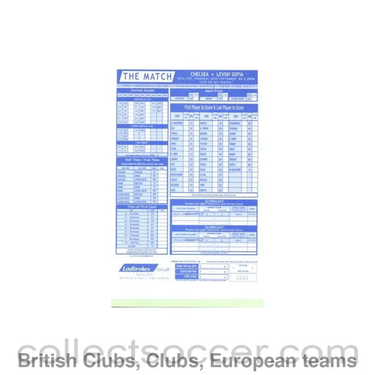 2001 - Chelsea v Levski Sofia Bulgaria betting slip 20/09/2001 UEFA Cup