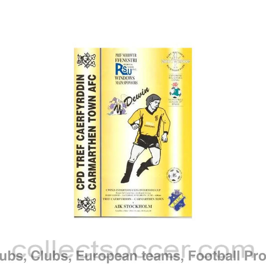 2001 - CPD Tref Caerfyrddin Carmarthen Town v AIK Stockholm official programme 16/06/2001