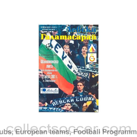 2001 Levski Sofia Bulgaria v Galatasaray official programme 22/08/2001