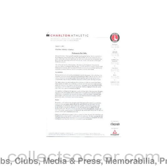 2002 - Charlton Athletic v Chelsea press pack 17/08/2002