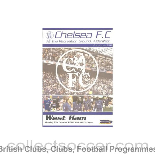 2002 - Chelsea v West Ham United official programme 07/10/2002 Premier League at Aldershot