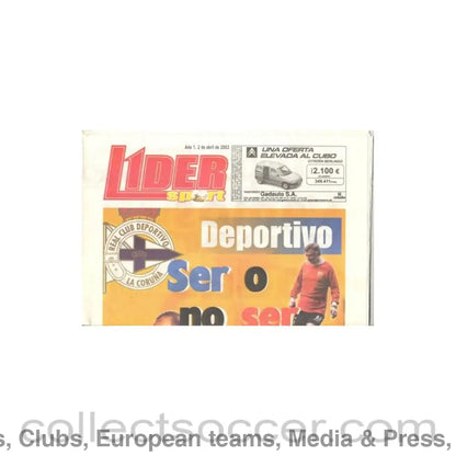 2002 - Leader - Spanish newspaper of 02/04/2002 featuring Deportivo la Coruna v Manchester United