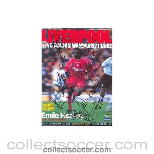 2002 - Liverpool v Bolton Wanderers official programme 01.01.2002 signed by 11 Bolton players - Collect Soccer