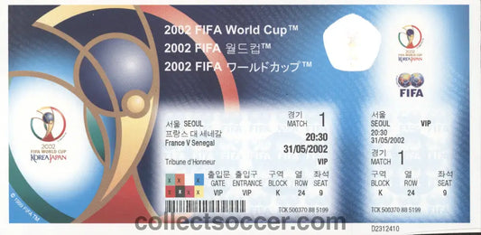 2002 World Cup France v Senegal Match 1 Opening Game Unused Media Ticket