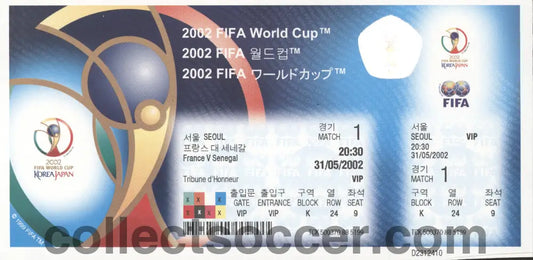 2002 World Cup France v Senegal Match 1 Opening Game Unused Media Ticket